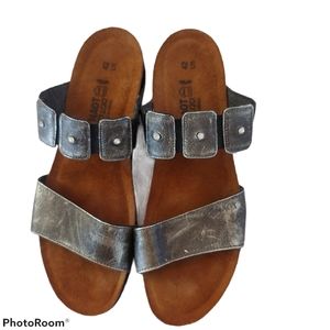 NAOT Marissa Metallic Leather Top Slide SZ 11